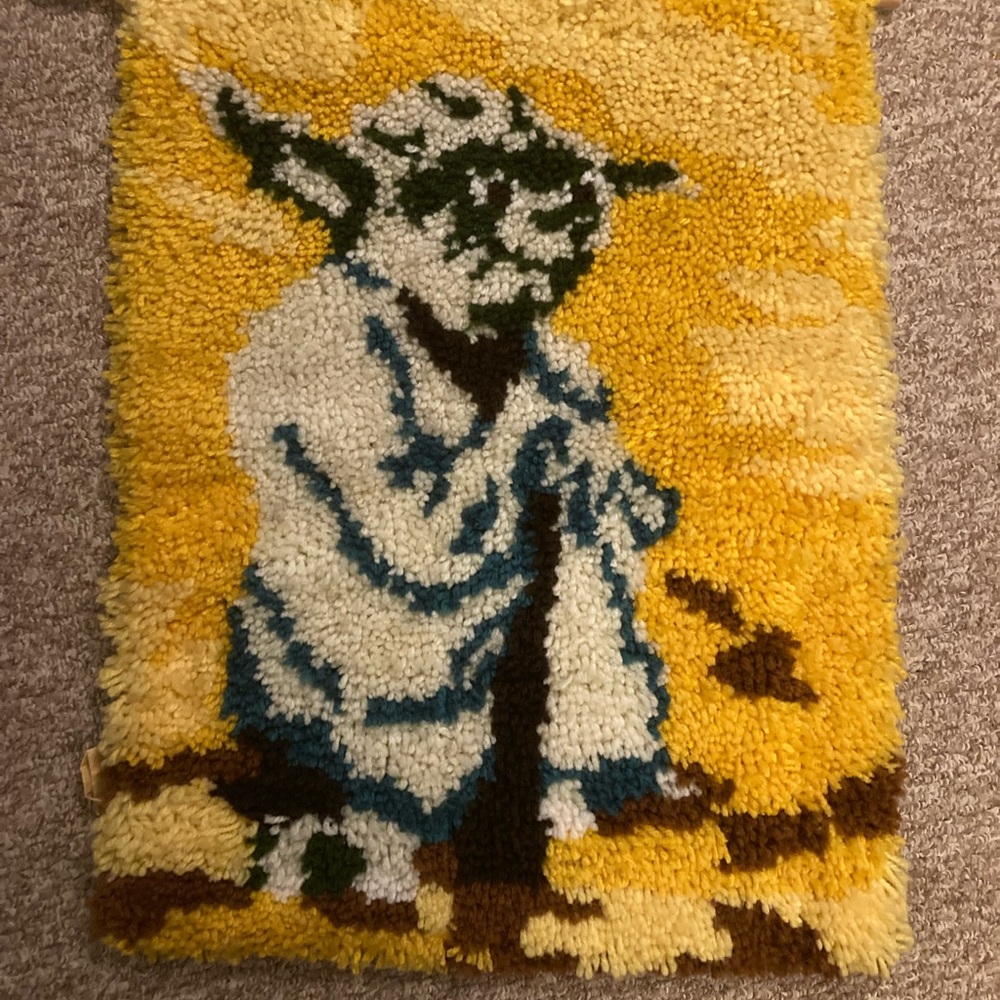 Vintage Star Wars Yoda Latch Hook Rug Wall Hanging